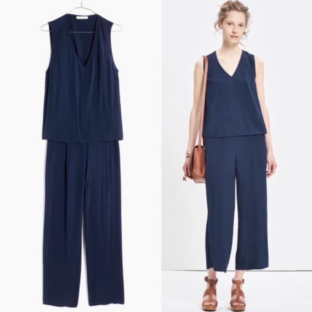 Madewell open back navy jumpsuit
